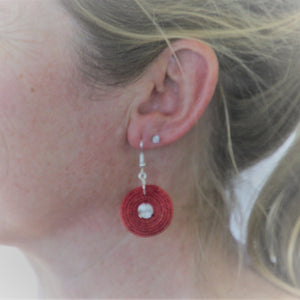 Tintsaba Large Spiral earring in red
